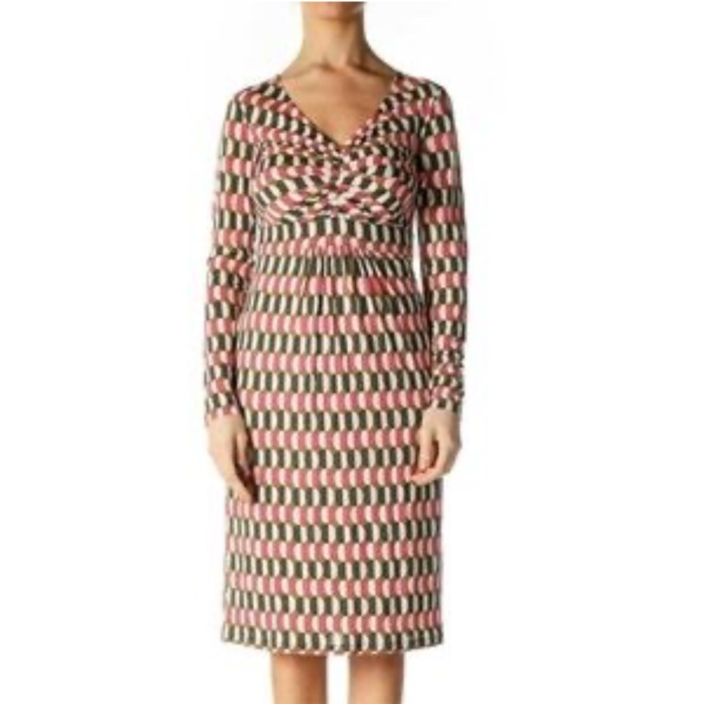 Boden becky Emory knit multi color Rushed Pink olive  Geometric Dress size 18L